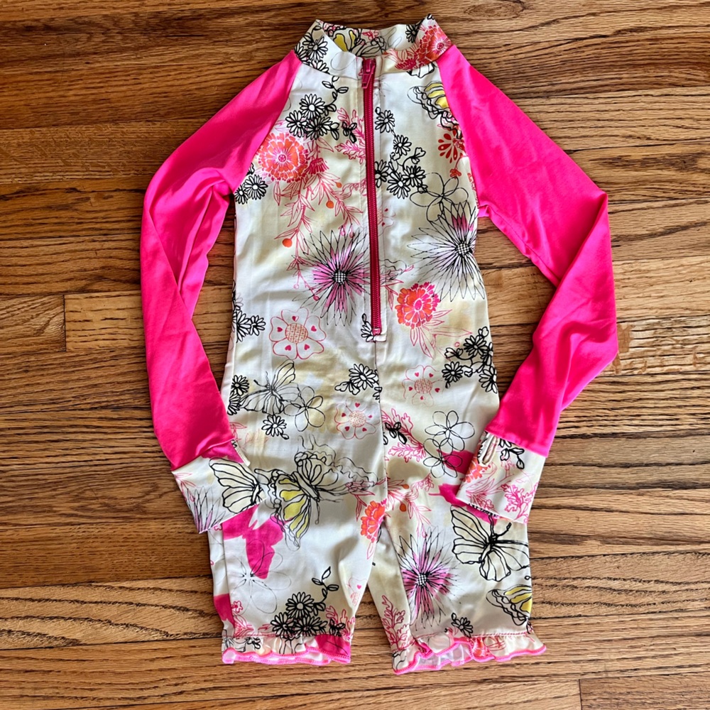Sun Protection Zone Floral Long Sleeve Swimsuit Sz 3